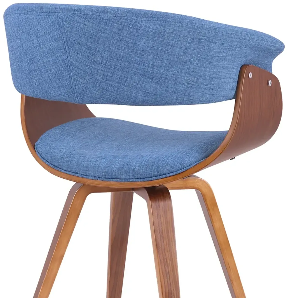 Summer Mid-Century Chair in Blue Fabric with Walnut Wood Finish