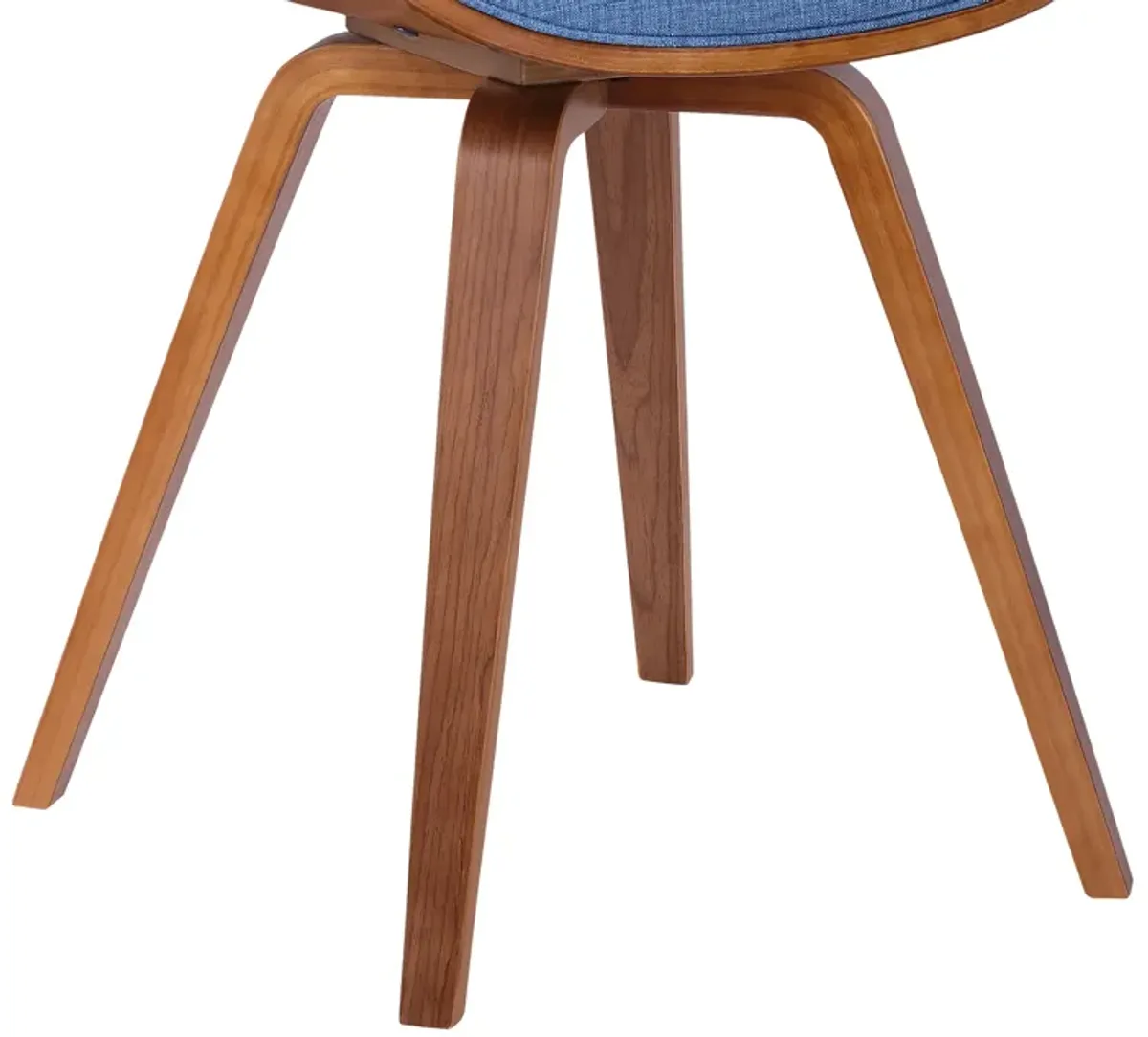 Summer Mid-Century Chair in Blue Fabric with Walnut Wood Finish