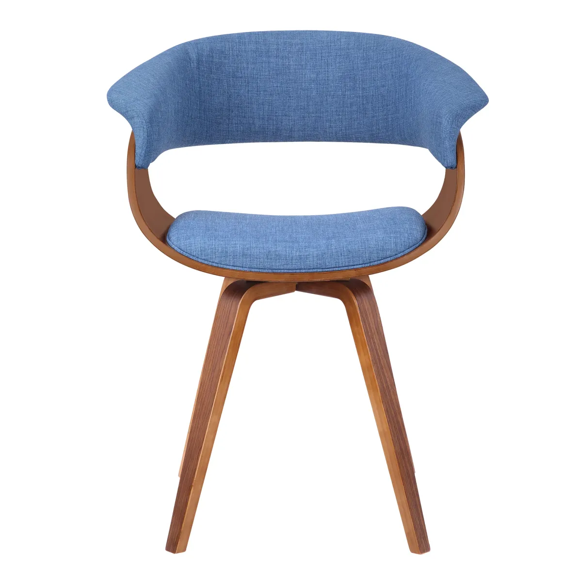 Summer Mid-Century Chair in Blue Fabric with Walnut Wood Finish