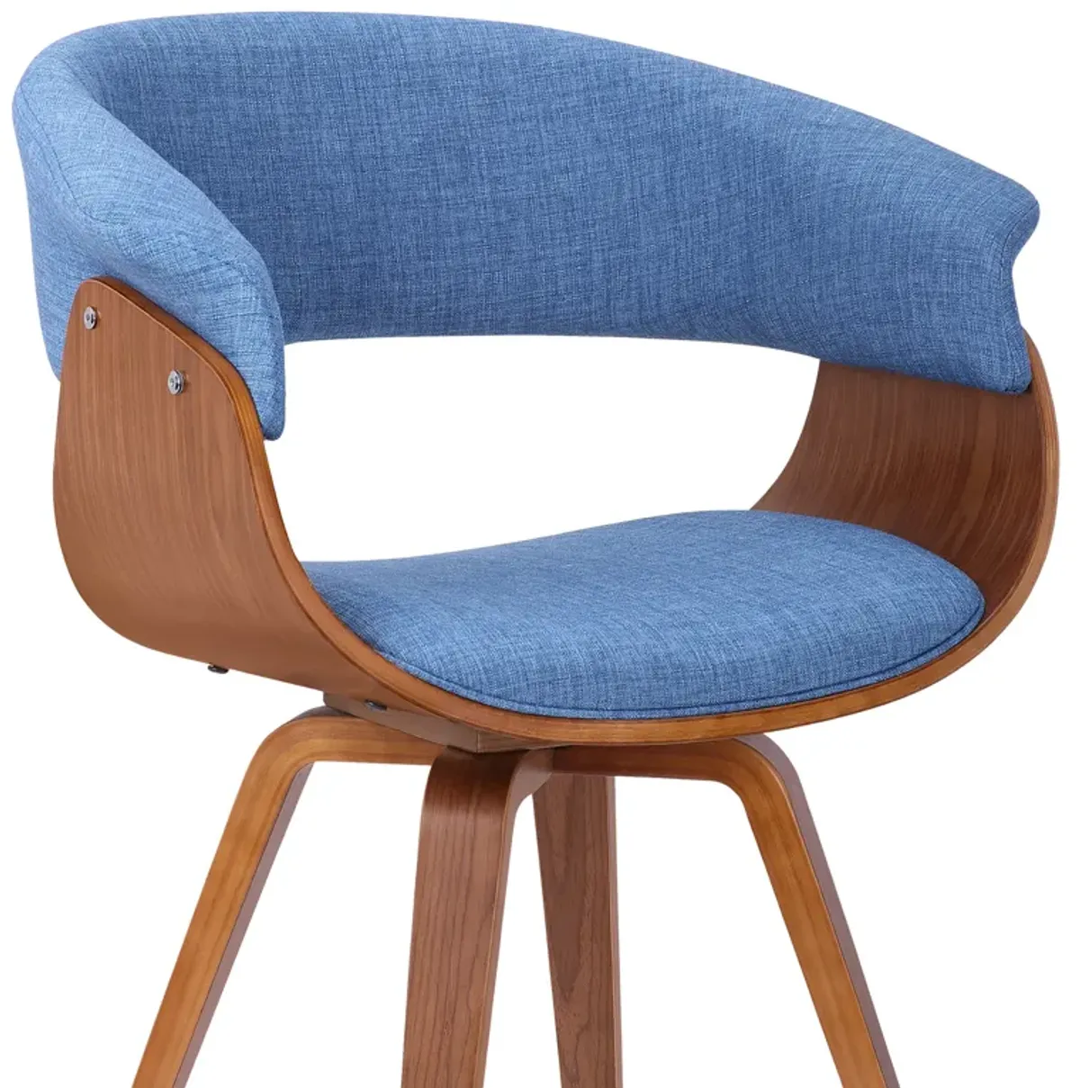 Summer Mid-Century Chair in Blue Fabric with Walnut Wood Finish