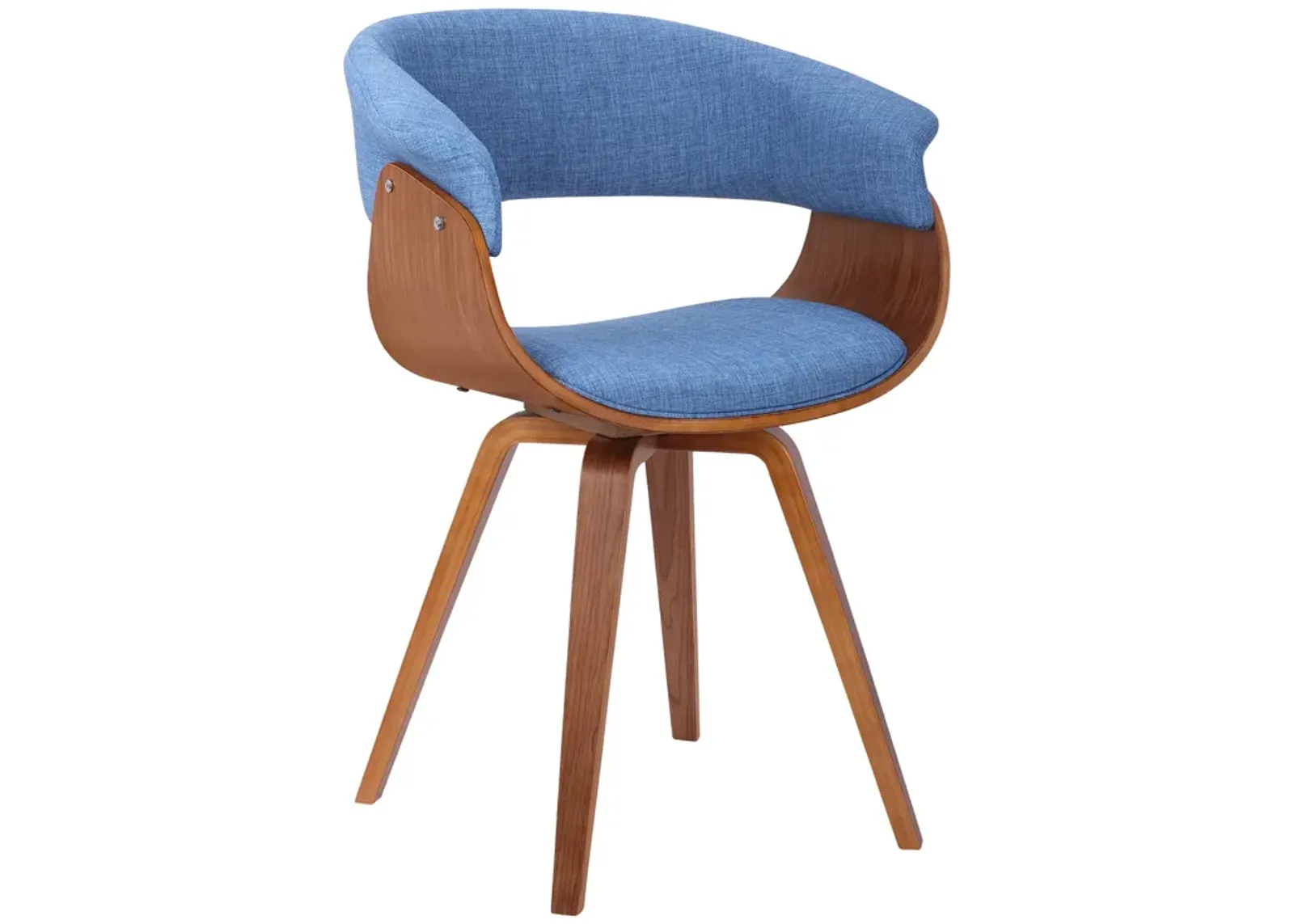 Summer Mid-Century Chair in Blue Fabric with Walnut Wood Finish