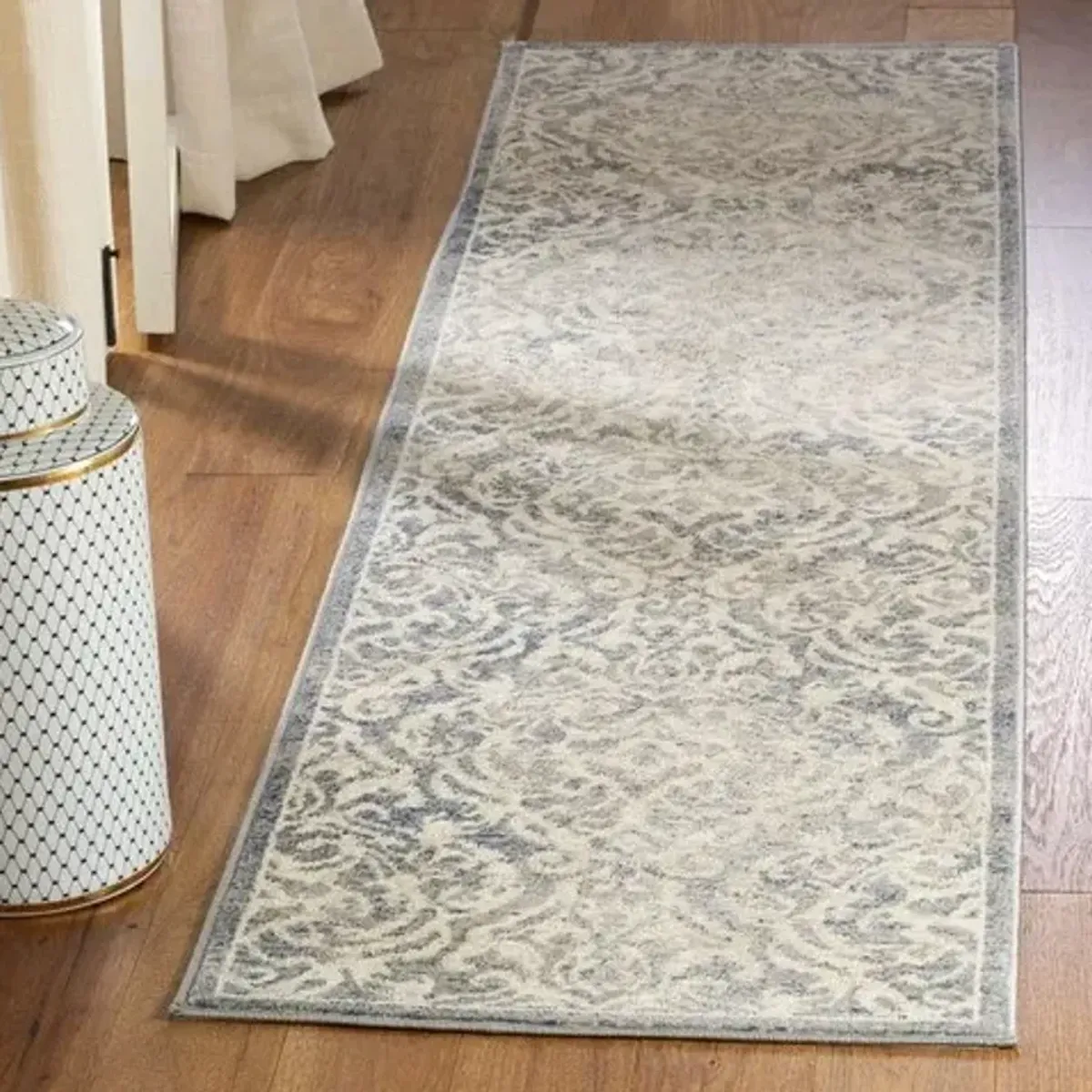 Brentwood 810 Light Grey / Blue 2' X 12' Runner Powerloomed Rug