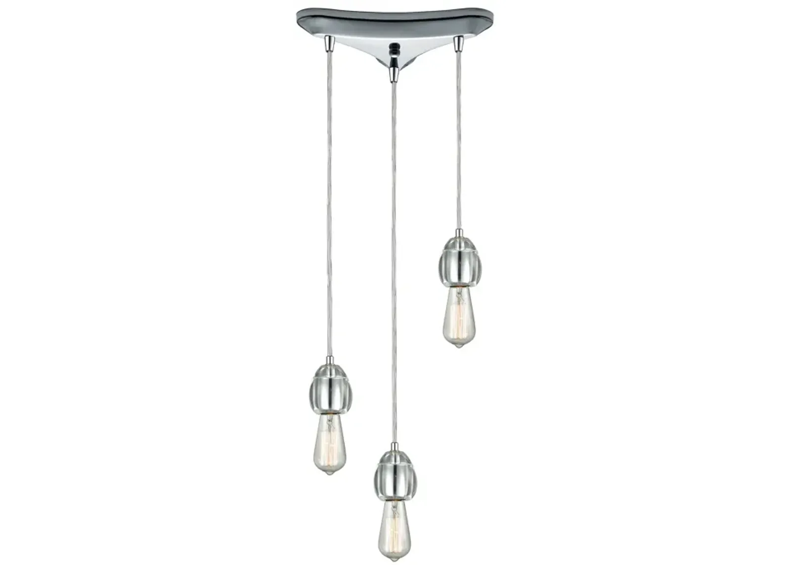 Socketholder 12" Wide 3-Light Mini Pendant - Polished Chrome