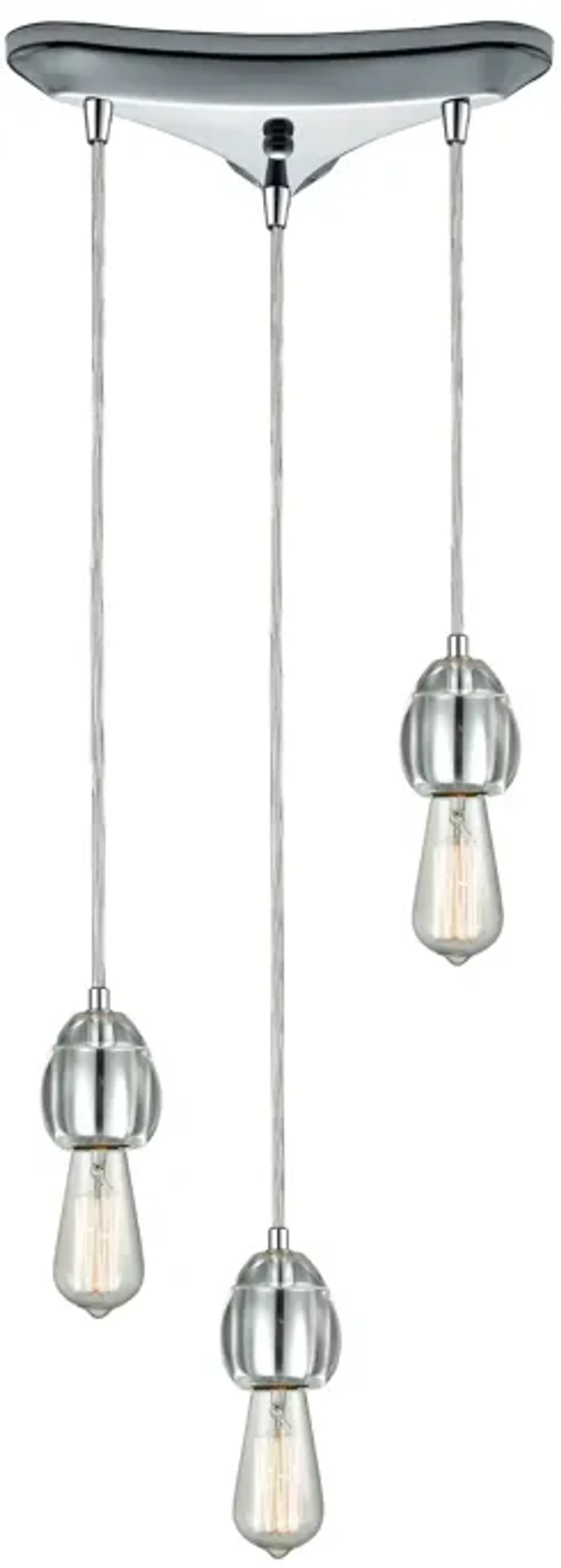 Socketholder 12" Wide 3-Light Mini Pendant - Polished Chrome