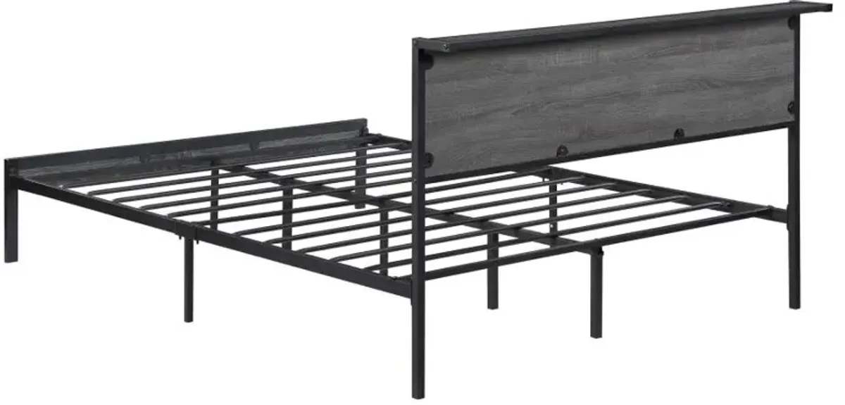 Ricky Full Platform Bed Grey and Black