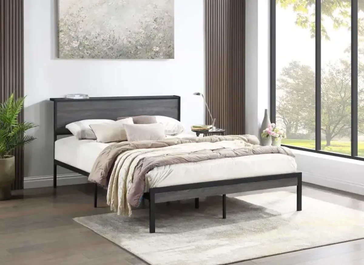 Ricky Full Platform Bed Grey and Black