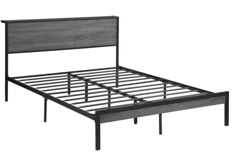 Ricky Full Platform Bed Grey and Black