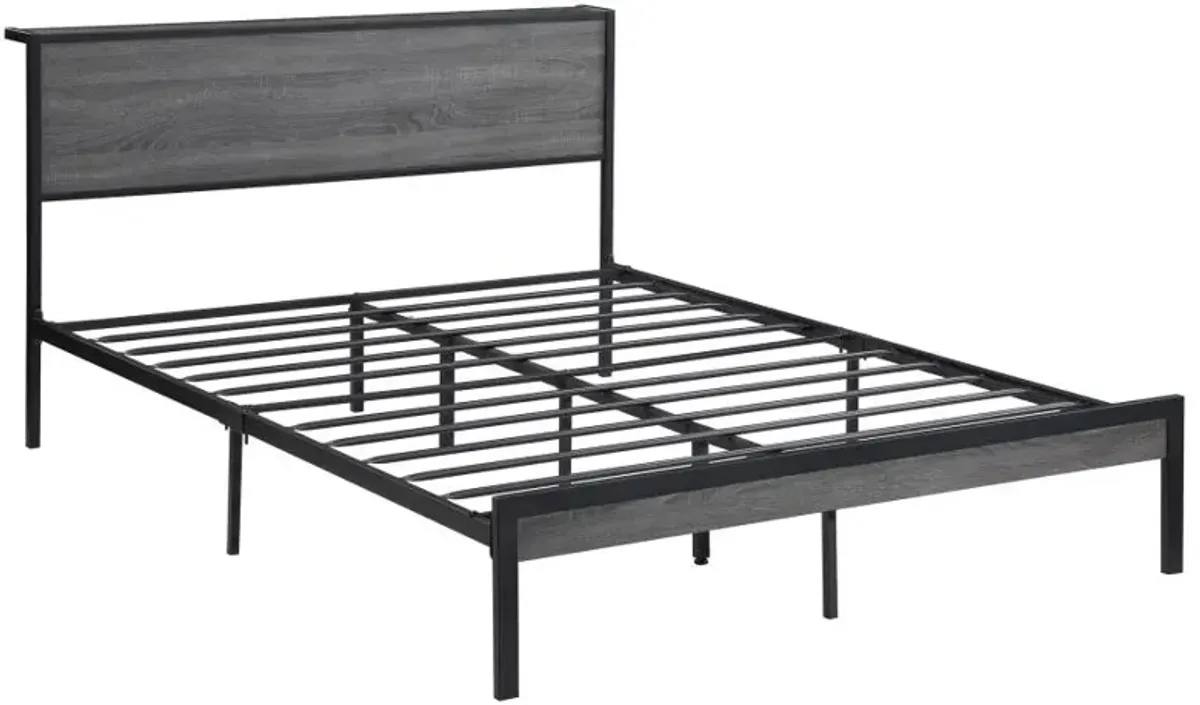 Ricky Full Platform Bed Grey and Black