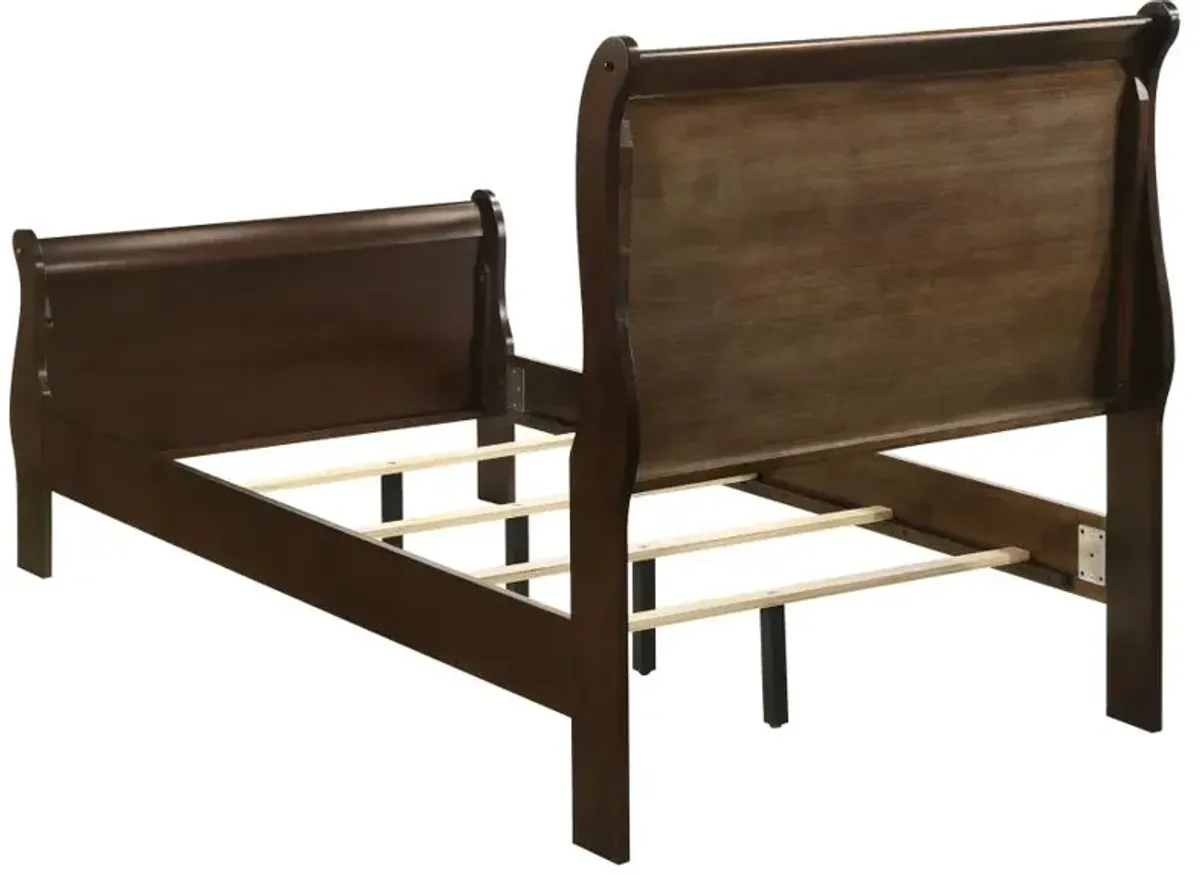 Louis Philippe Twin Panel Sleigh Bed Cappuccino