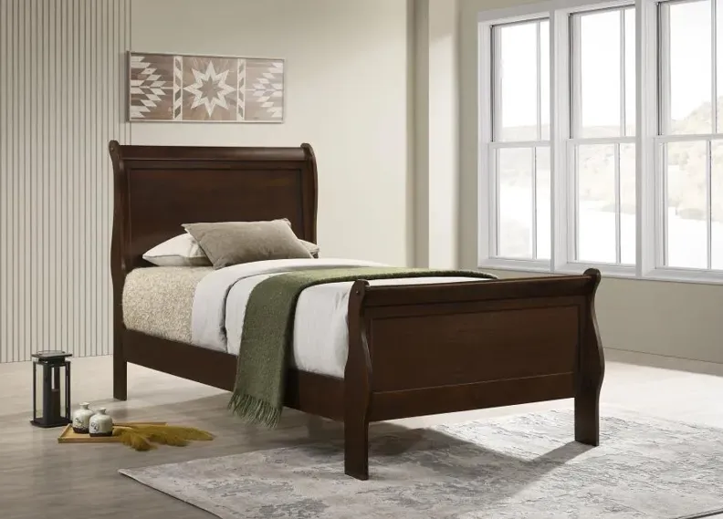 Louis Philippe Twin Panel Sleigh Bed Cappuccino