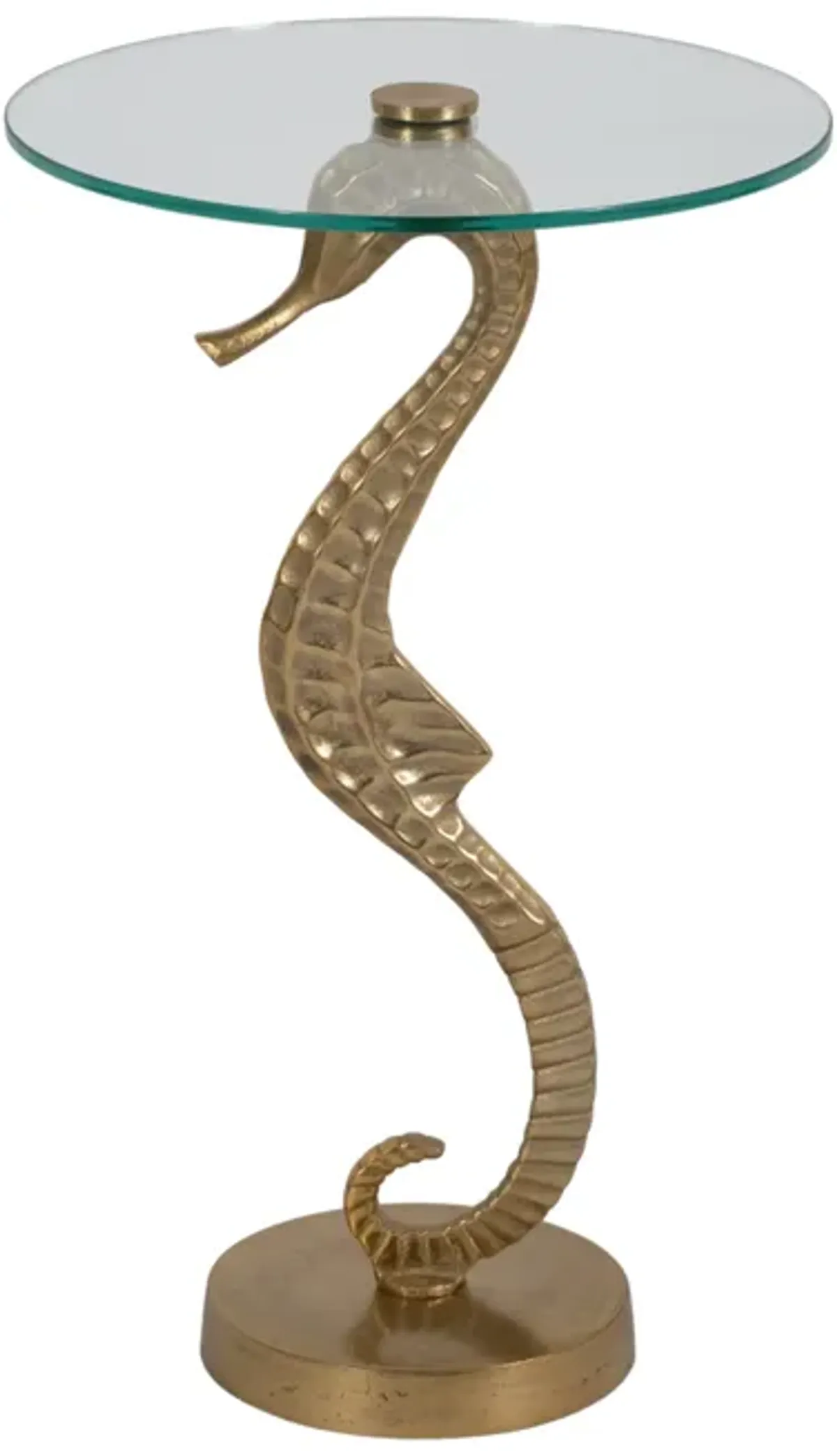 Metal/glass, 25" Seahorse Side Table, Gold Kd