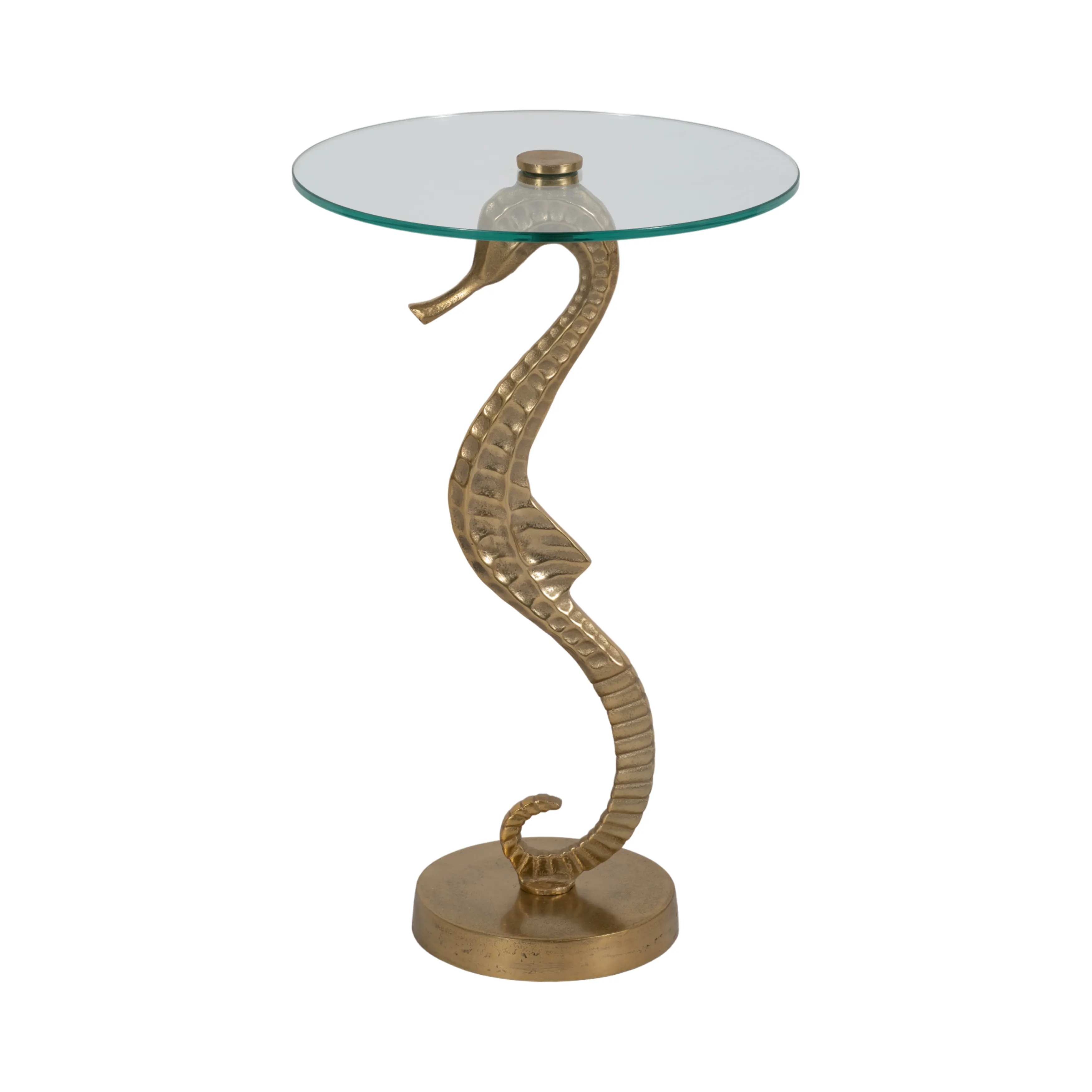 Metal/glass, 25" Seahorse Side Table, Gold Kd