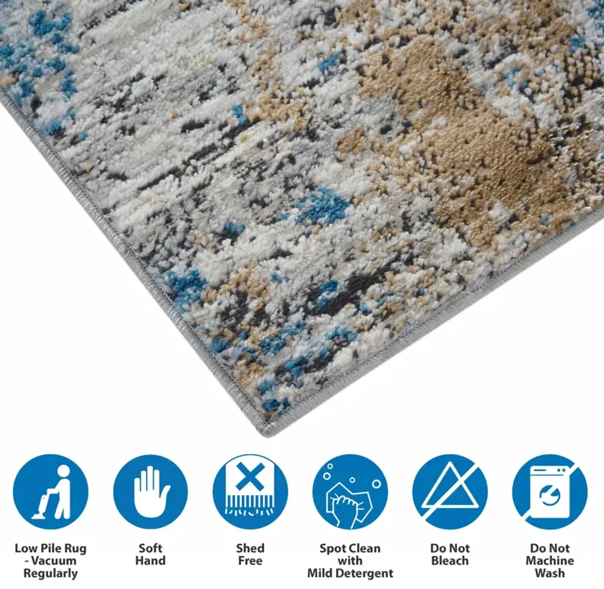 Madison Park Newport  Cream/Blue Abstract Area Rug