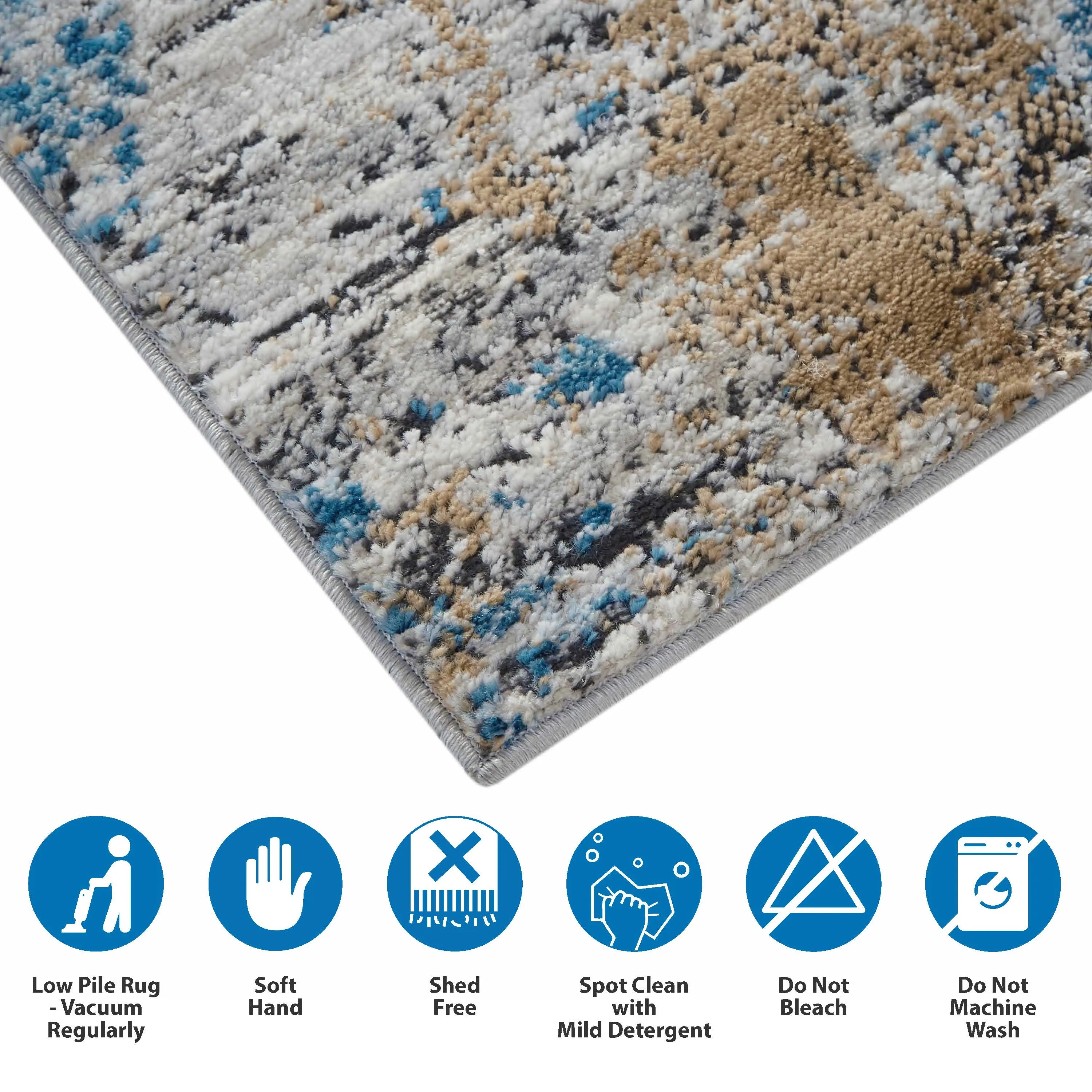 Madison Park Newport  Cream/Blue Abstract Area Rug