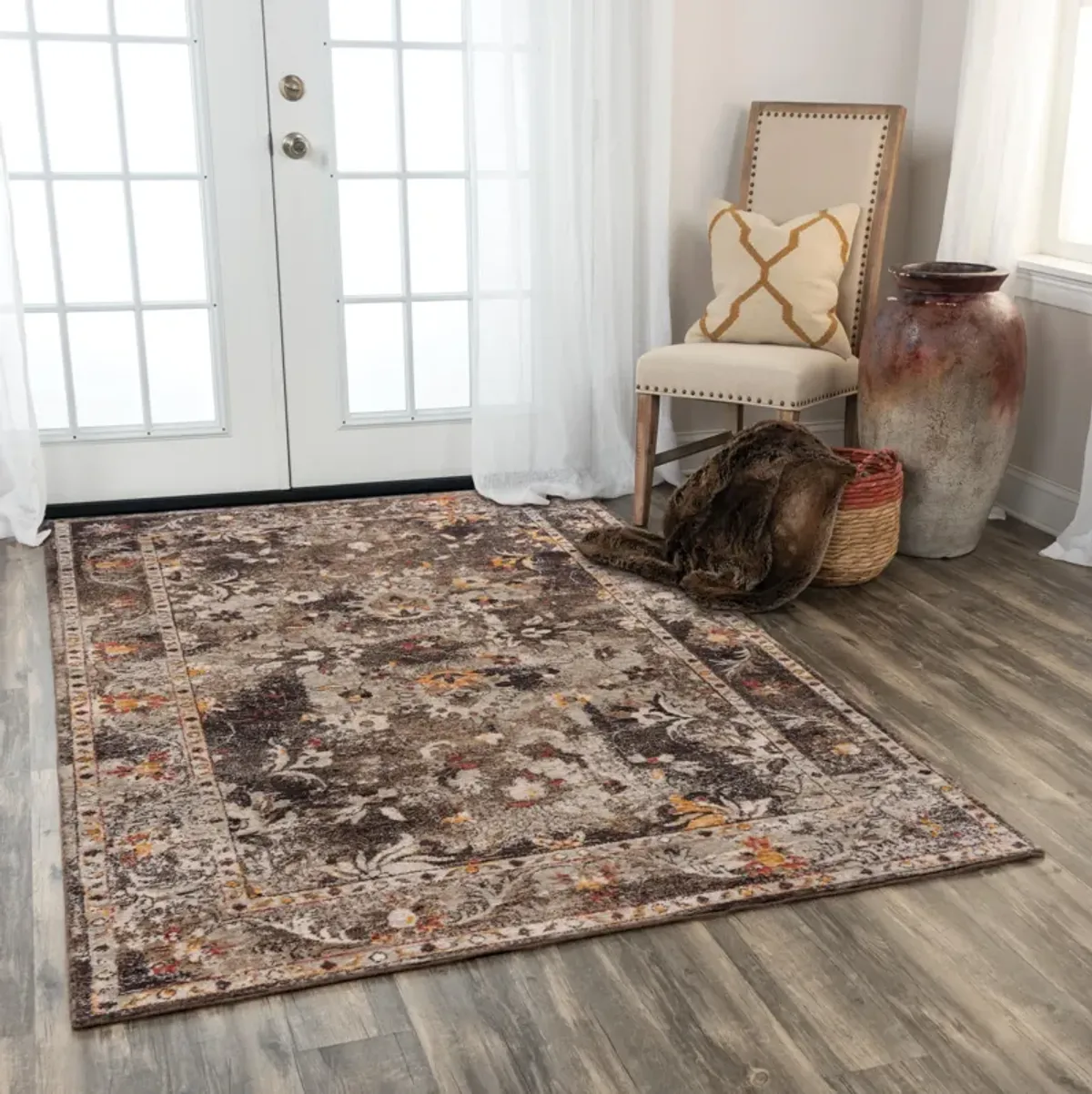 Ovation Brown/Beige distressed/classical N Z wool 2' x 3'  Rectangle Rug