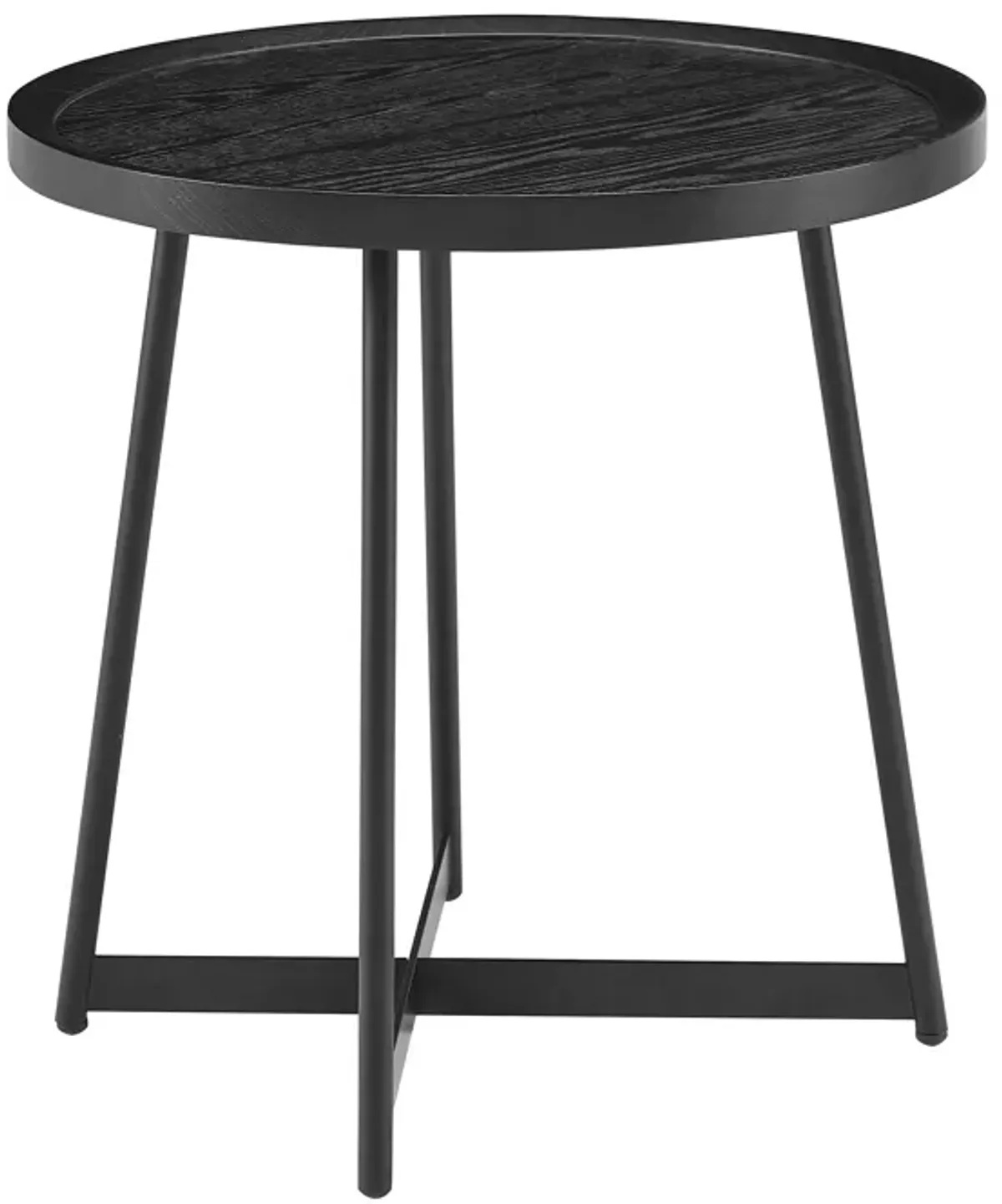 Niklaus 22" Round Side Table in Black Ash Wood and Black Base