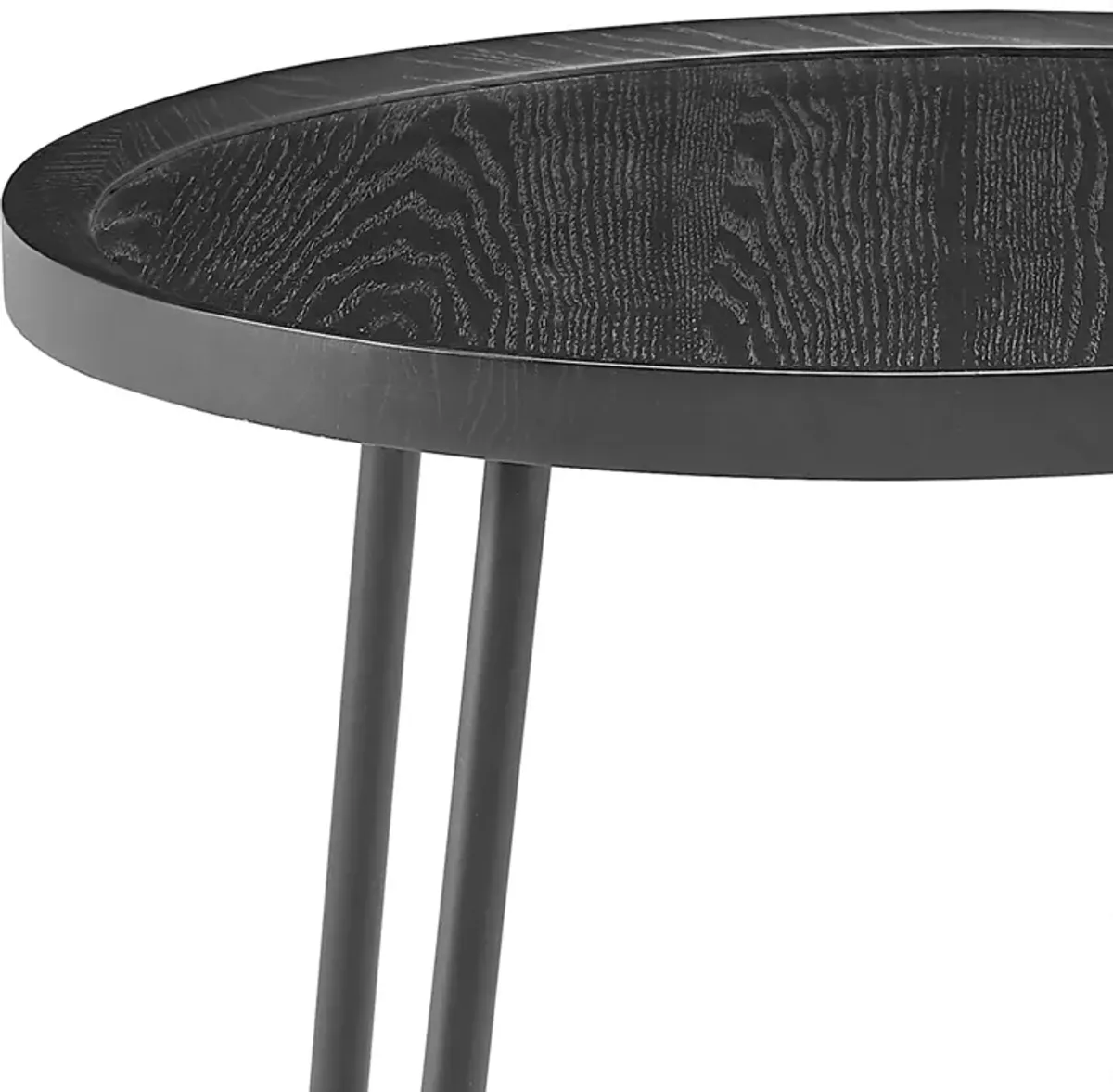 Niklaus 22" Round Side Table in Black Ash Wood and Black Base