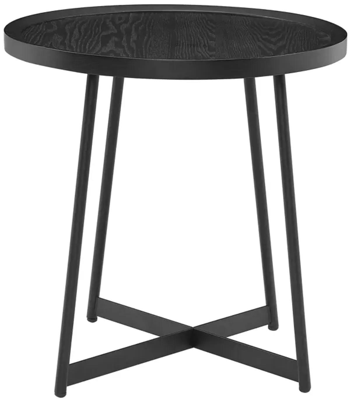 Niklaus 22" Round Side Table in Black Ash Wood and Black Base