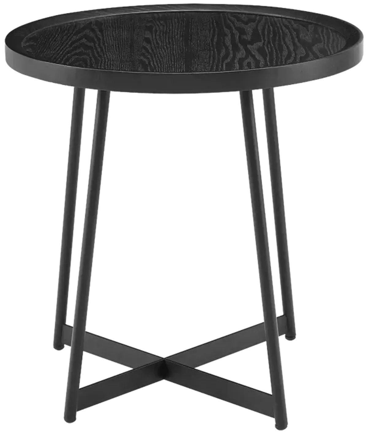 Niklaus 22" Round Side Table in Black Ash Wood and Black Base