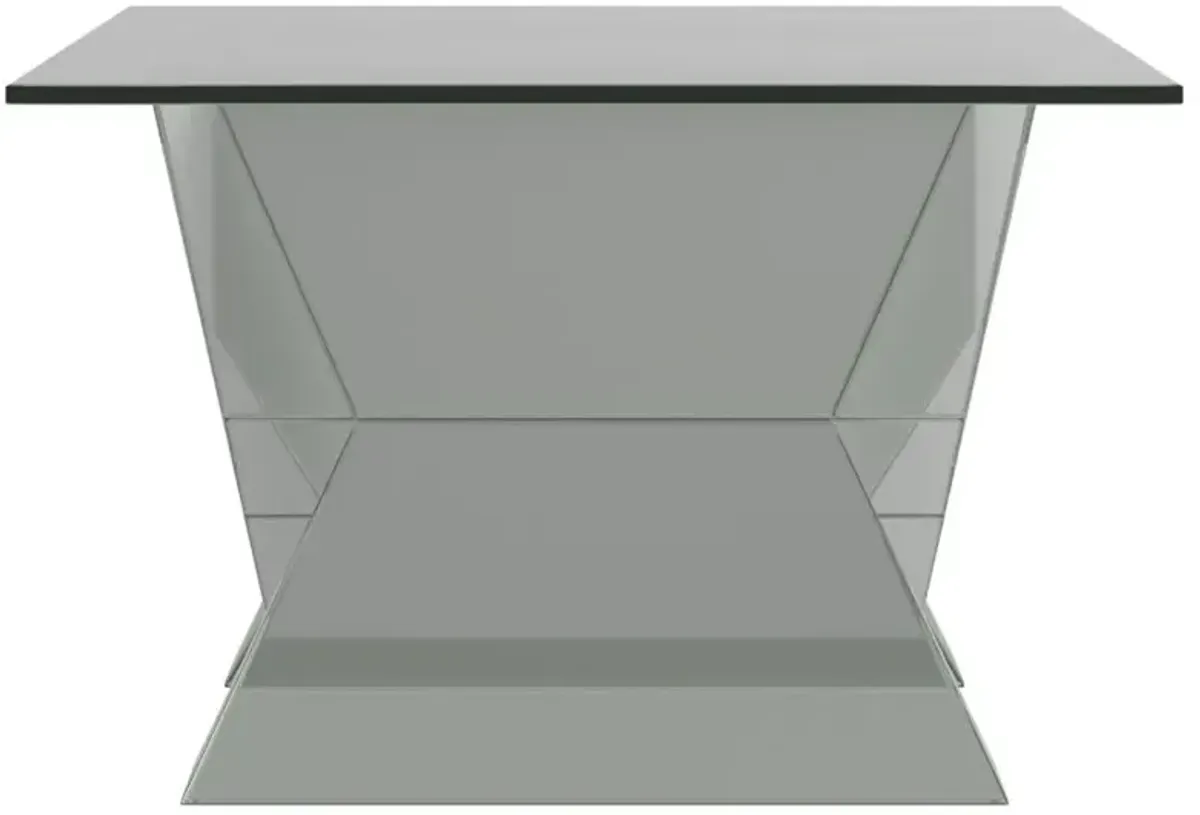 Taffeta V-shaped Coffee Table with Glass Top Silver