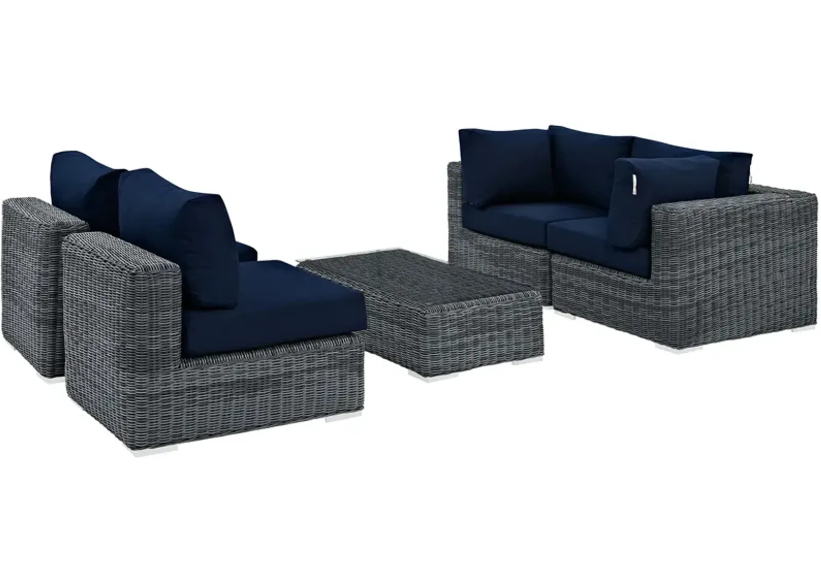 Summon 5 Piece Outdoor Patio Sunbrella® Sectional Set