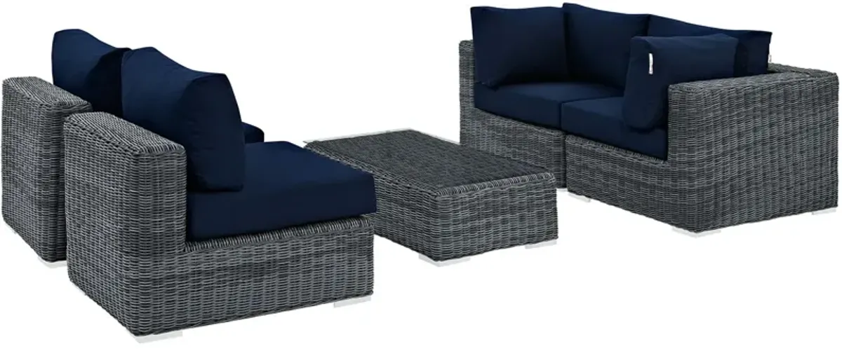 Summon 5 Piece Outdoor Patio Sunbrella® Sectional Set