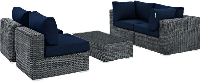 Summon 5 Piece Outdoor Patio Sunbrella® Sectional Set