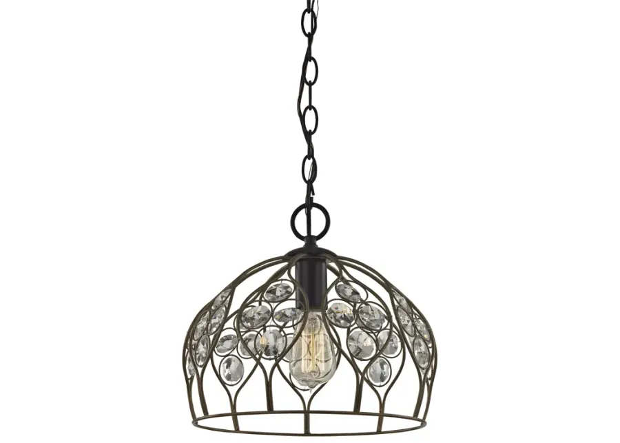 Crystal Web 11" Wide 1-Light Mini Pendant - Gold