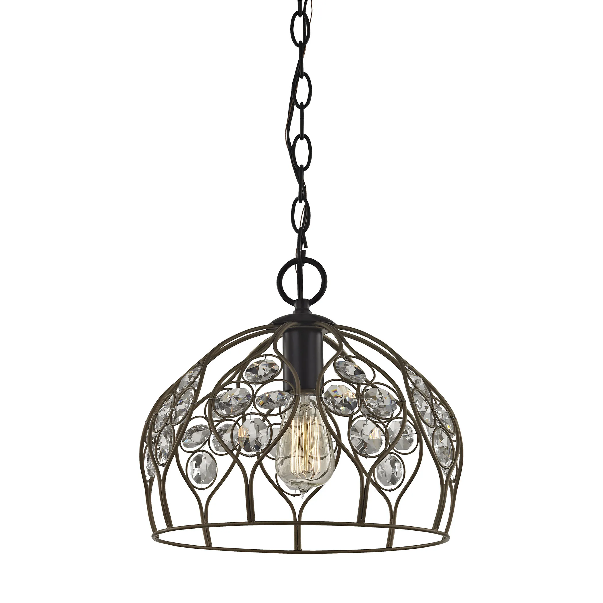 Crystal Web 11" Wide 1-Light Mini Pendant - Gold