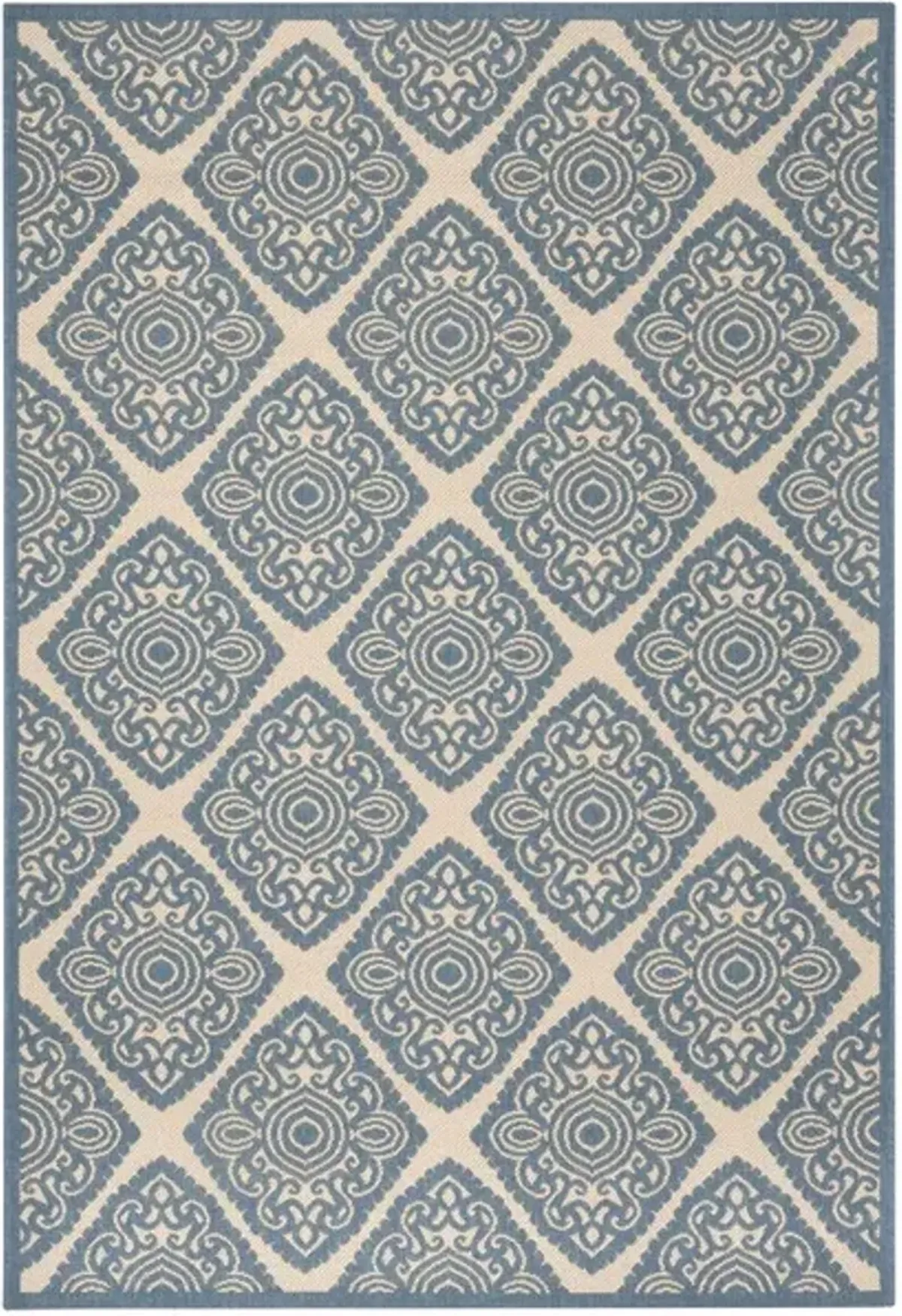 LINDEN 132 Collection LND132N-5 Cream / Blue 5'-3" X 7'-6"