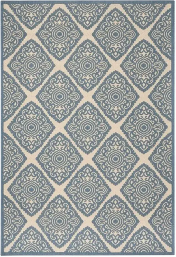 LINDEN 132 Collection LND132N-5 Cream / Blue 5'-3" X 7'-6"
