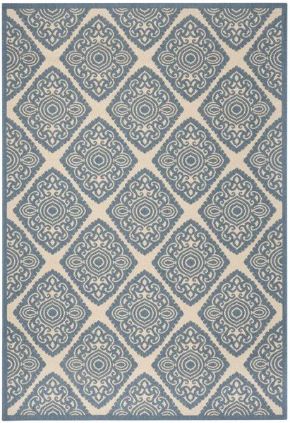 LINDEN 132 Collection LND132N-5 Cream / Blue 5'-3" X 7'-6"