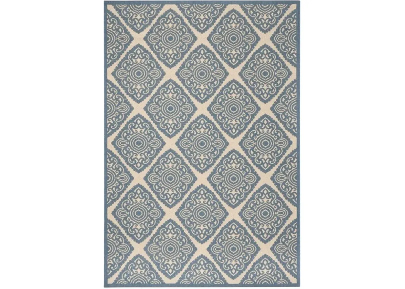 LINDEN 132 Collection LND132N-5 Cream / Blue 5'-3" X 7'-6"