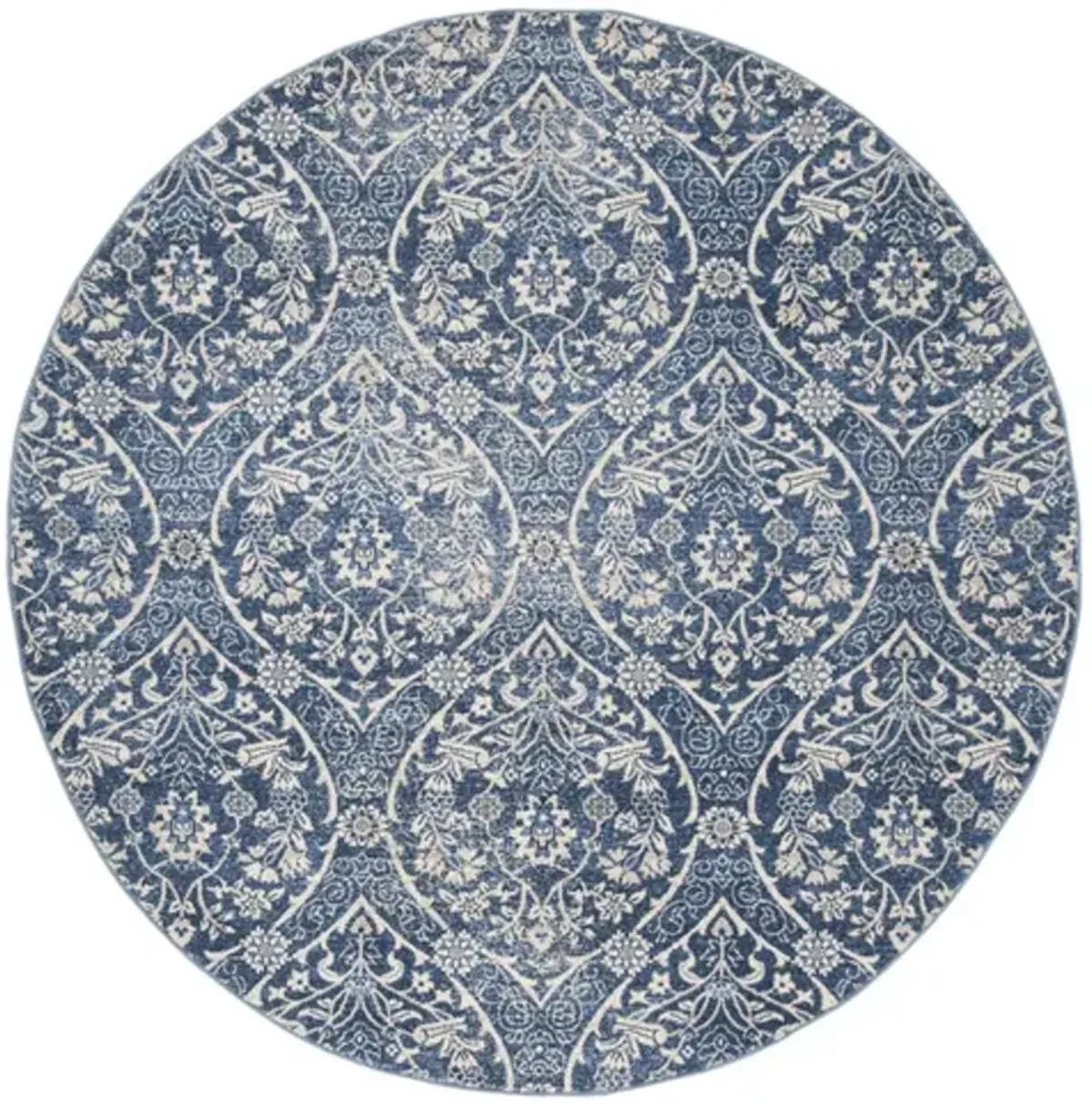 Brentwood 860 Navy / Light Grey 6'-7" X 6'-7" Round Round Powerloomed Rug