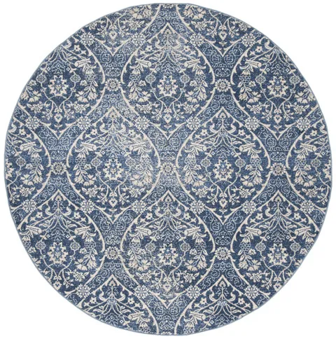 Brentwood 860 Navy / Light Grey 6'-7" X 6'-7" Round Round Powerloomed Rug