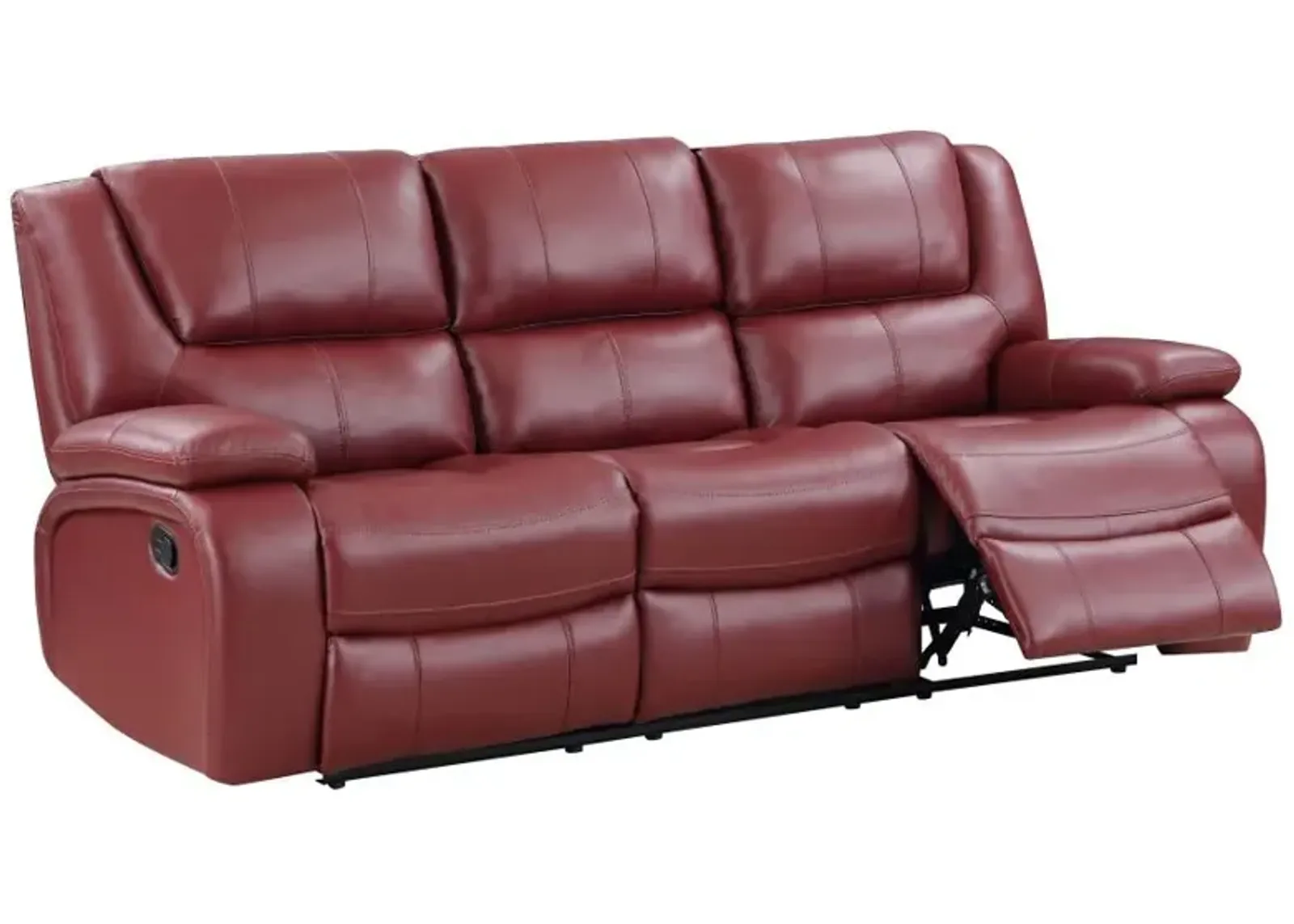 Camila Upholstered Motion Reclining Sofa Red Faux Leather