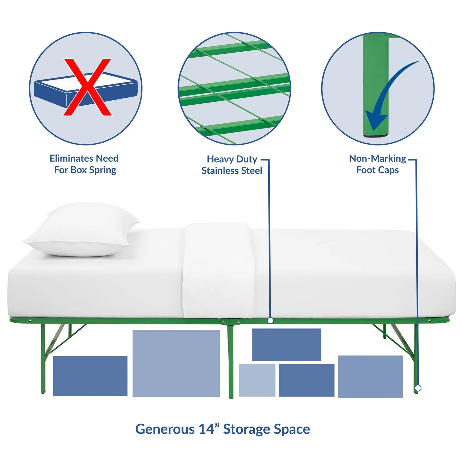 Horizon Twin Stainless Steel Bed Frame