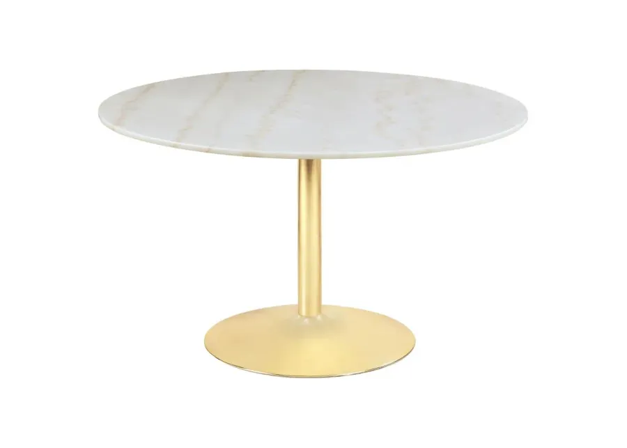 Kella Round Marble Top Dining Table White and Gold