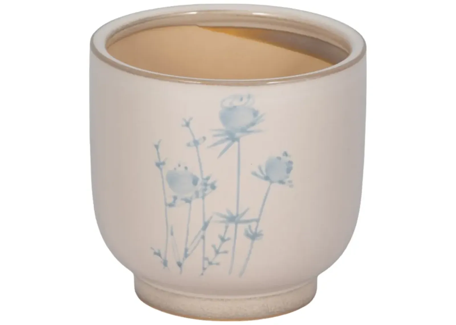 5" Blue Flowers Planter, Ivory/blue