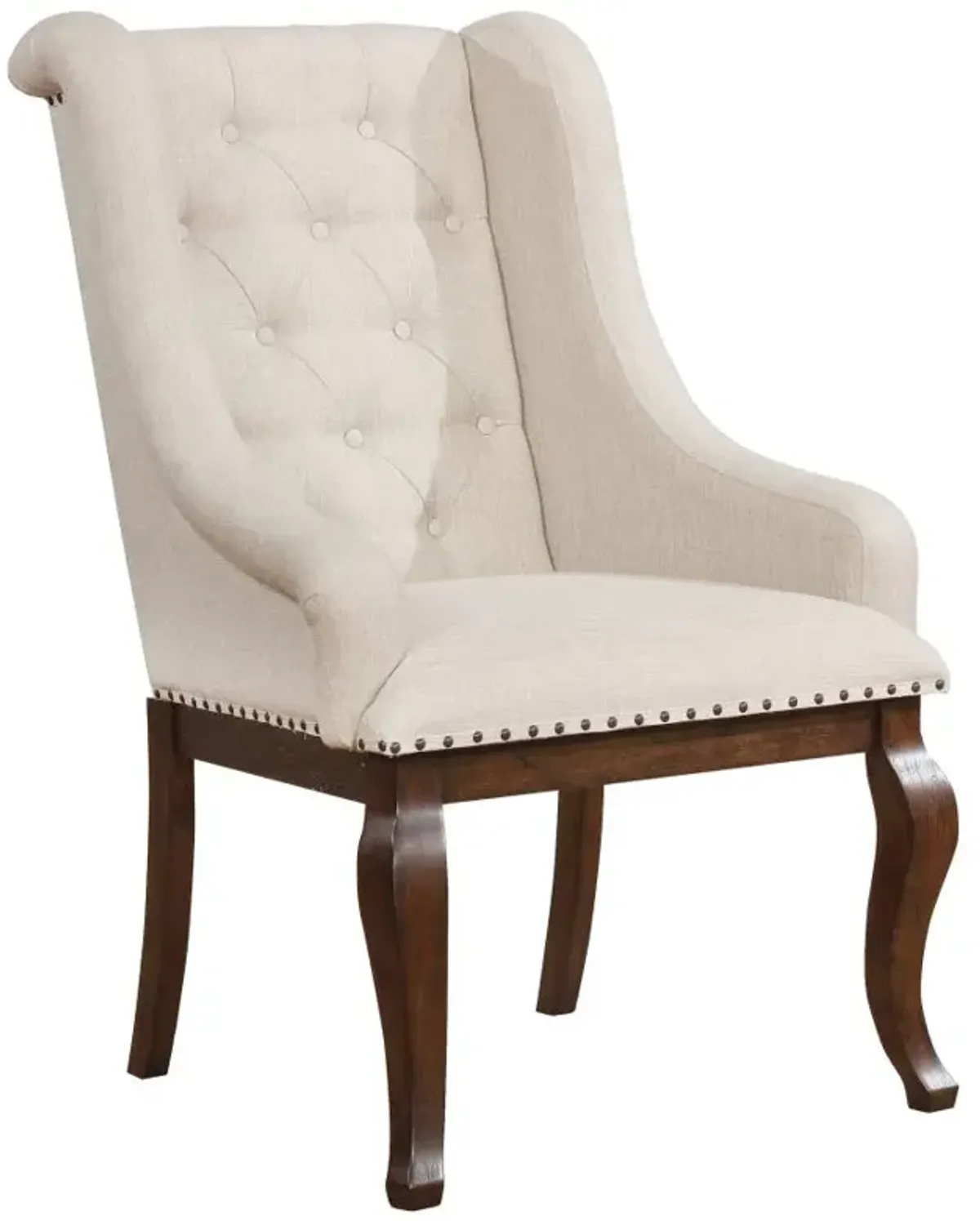 Brockway Tufted Arm Chairs Cream and Antique Java (Set of 2)