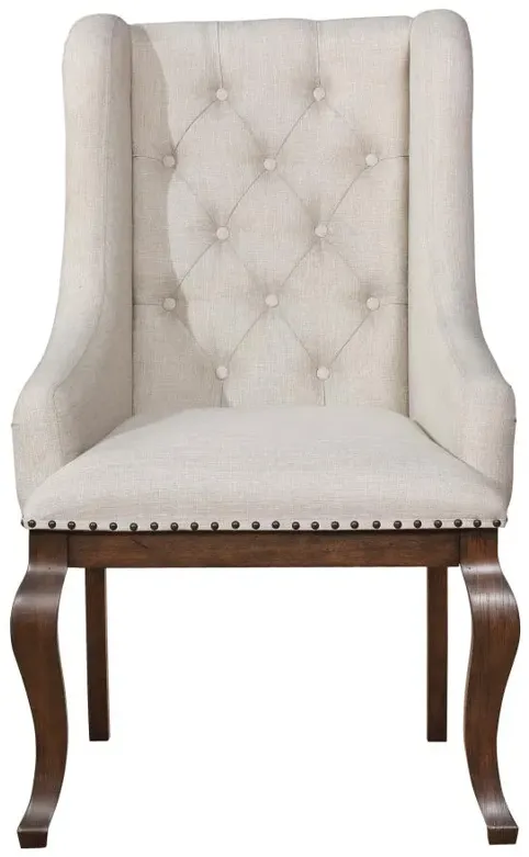 Brockway Tufted Arm Chairs Cream and Antique Java (Set of 2)