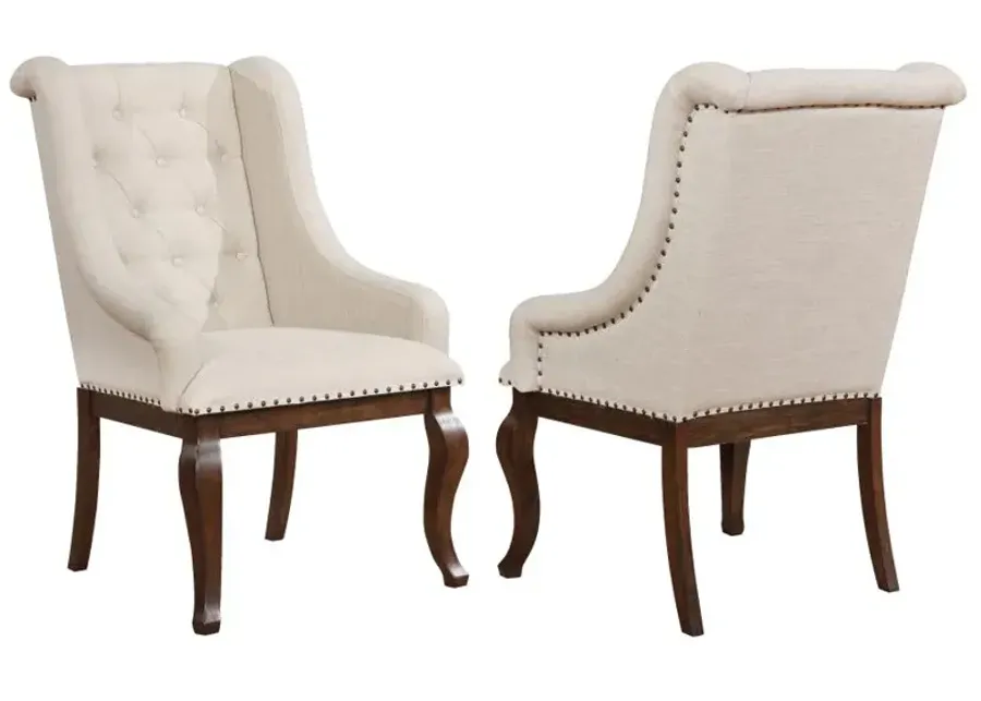 Brockway Tufted Arm Chairs Cream and Antique Java (Set of 2)