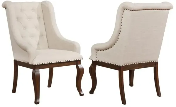 Brockway Tufted Arm Chairs Cream and Antique Java (Set of 2)
