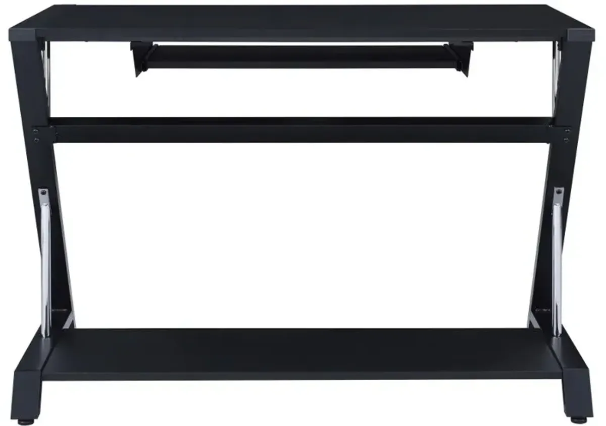 Mallet Computer Desk with Bottom Shelf Black