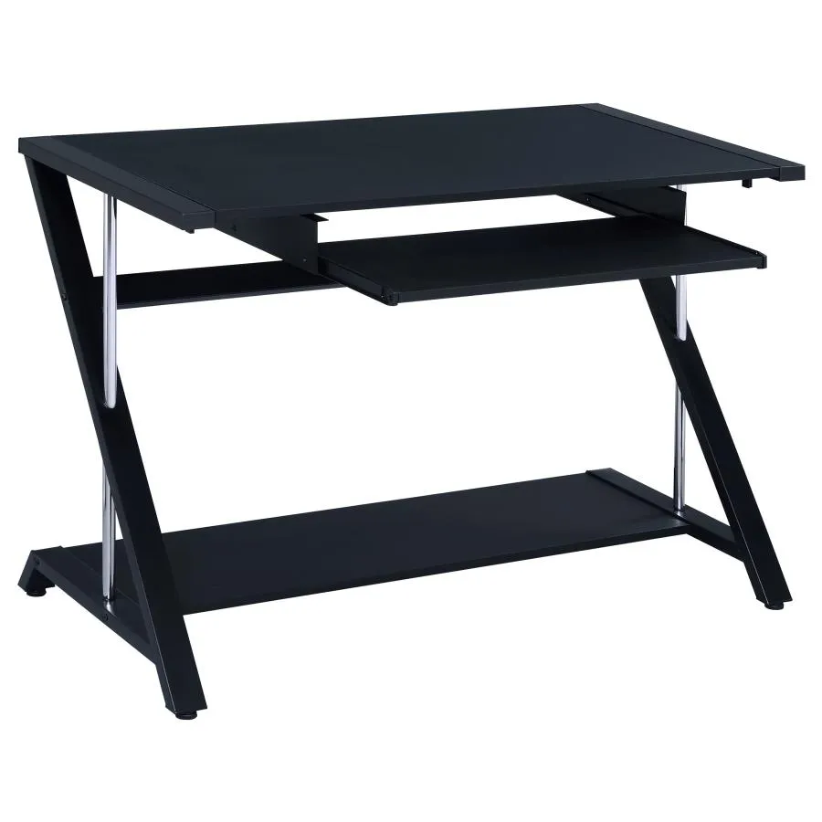 Mallet Computer Desk with Bottom Shelf Black