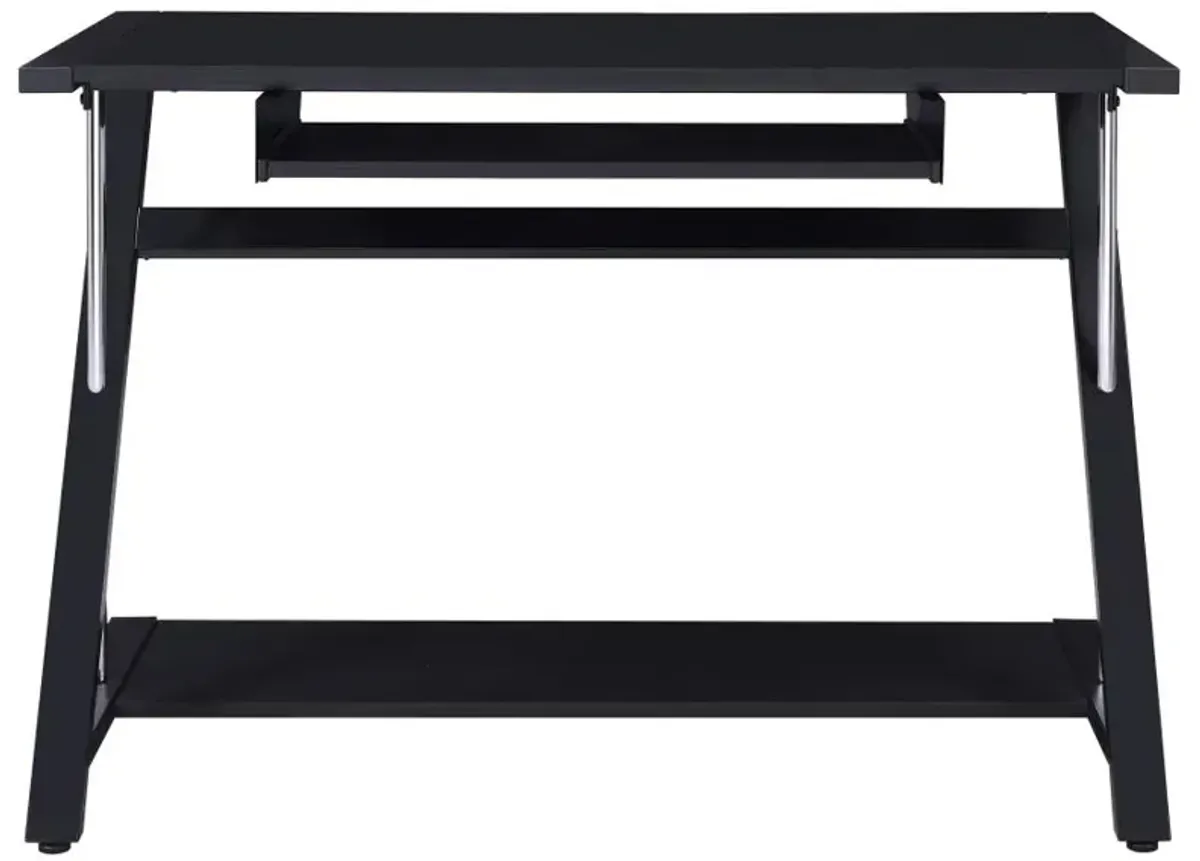 Mallet Computer Desk with Bottom Shelf Black