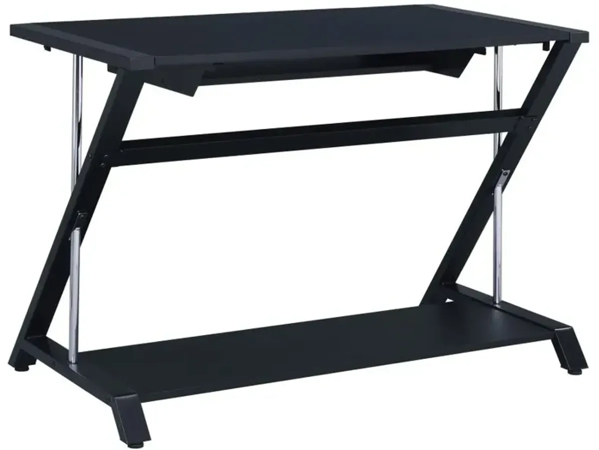 Mallet Computer Desk with Bottom Shelf Black