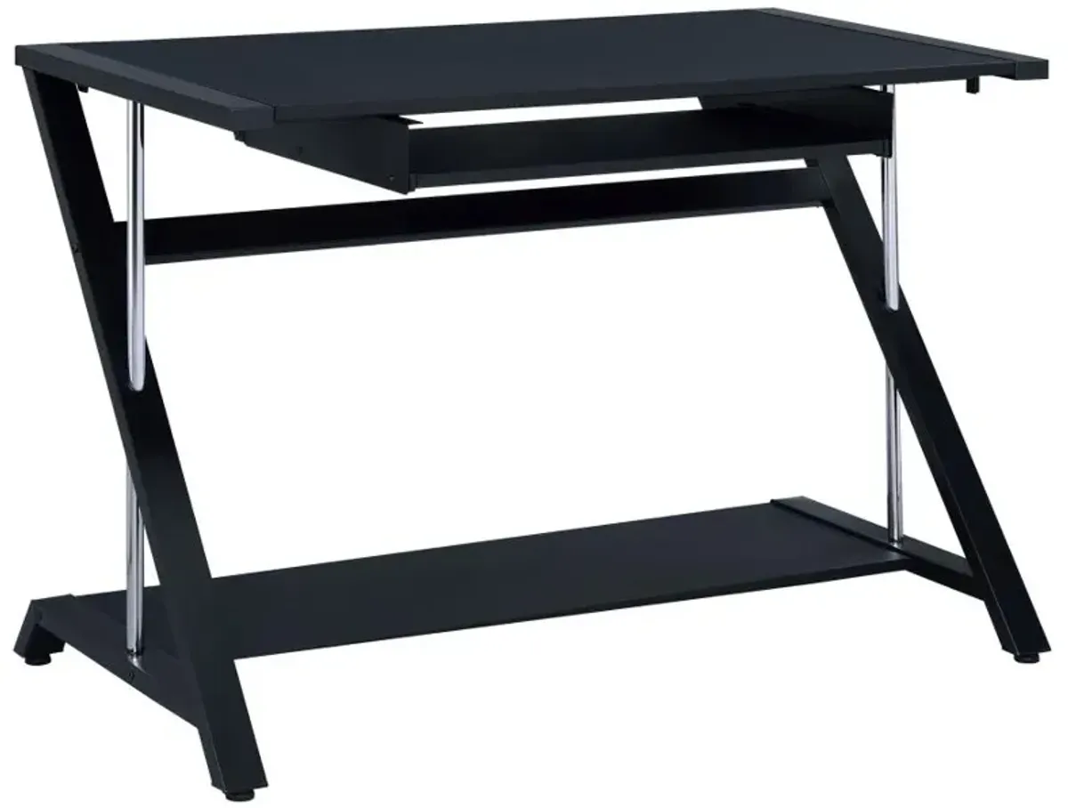 Mallet Computer Desk with Bottom Shelf Black