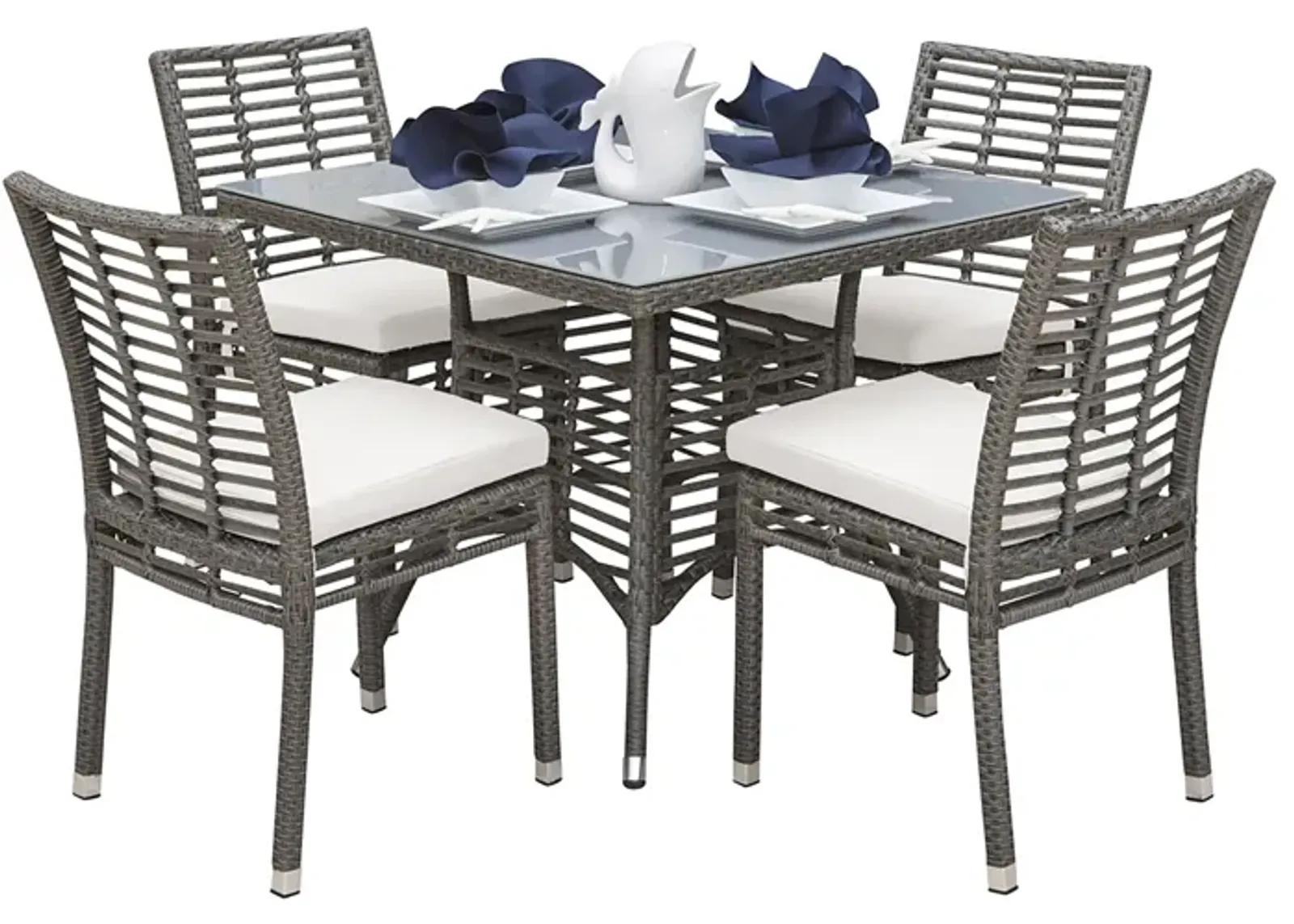 Panama Jack Graphite 5-Piece Side chair Dining Set with Cushions