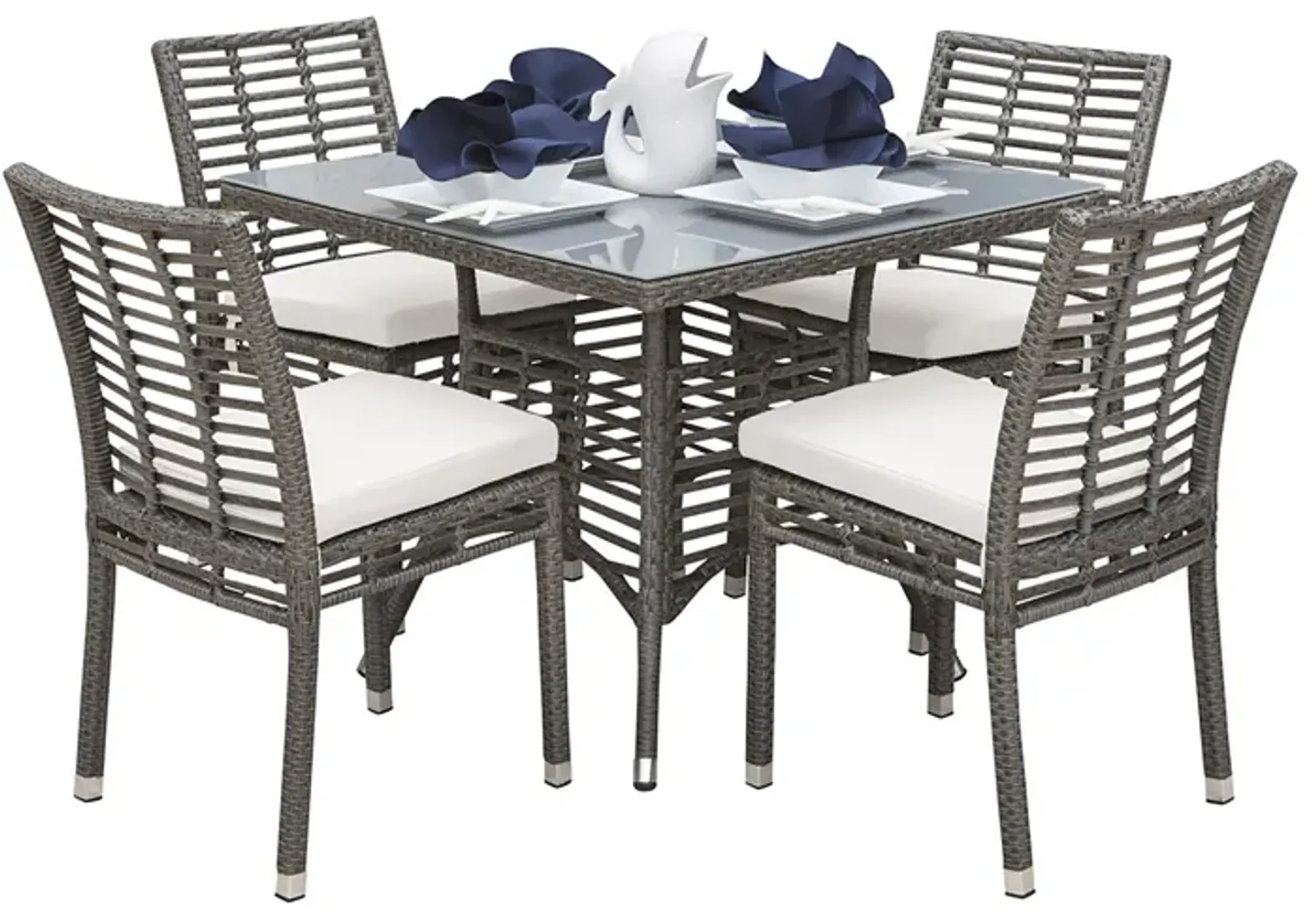 Panama Jack Graphite 5-Piece Side chair Dining Set with Cushions